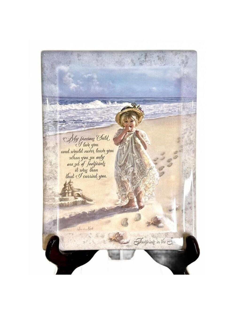 Bradford Exchange Sandra Kuck “Footprints in the Sand” Ceramic Wall Plaque